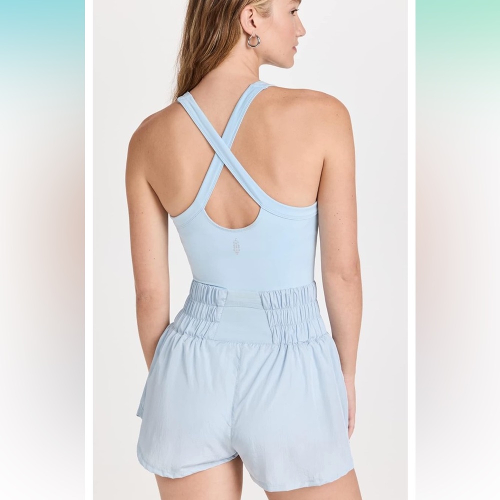 FP Movement by Free People Women's Way Home Skort Romper, Blue Pearl, L - Picture 3 of 7